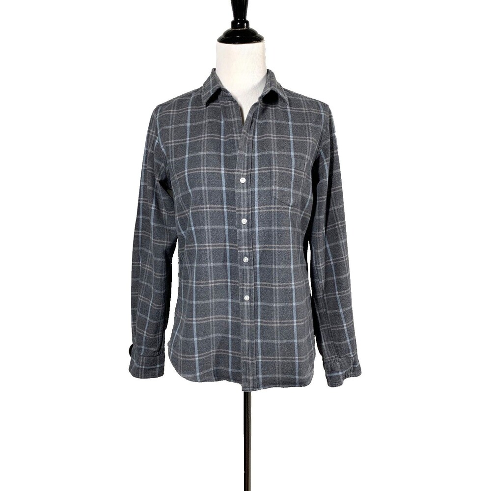 Frank & Eileen Barry Button Up Shirt Gray Cotton Flannel Women's Large